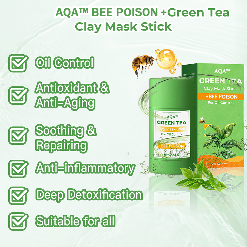 🔥Limited time discount 50% 🔥,new products new packaging🔥 AQA" Clay Mask Stick🍃 :BEE POISON + Green Tea Power